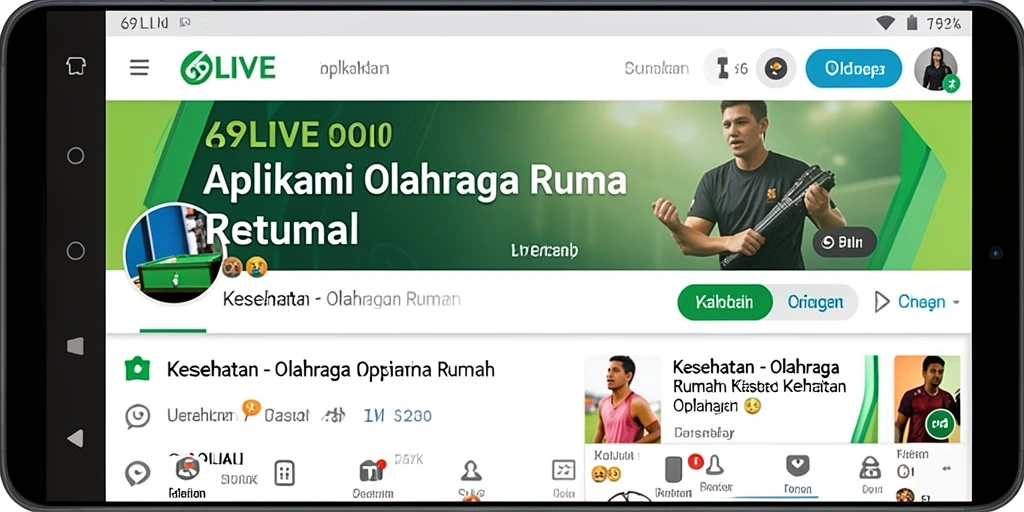 Antarmuka aplikasi 69LIVE yang ramah pengguna untuk olahraga di rumah.