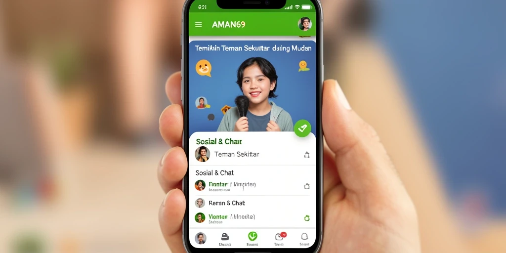 Antarmuka AMAN69 menampilkan opsi pencarian teman yang user-friendly.