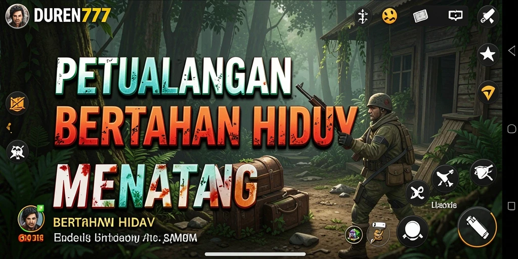 Tampilan antarmuka DUREN777 menampilkan elemen survival yang realistis.