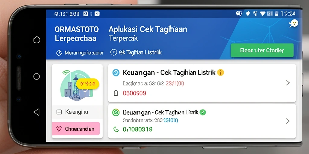 Tampilan antarmuka aplikasi ORMASTOTO untuk cek tagihan listrik.