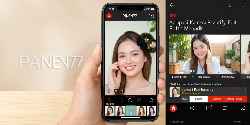 Antarmuka aplikasi PANEN77 yang sederhana untuk edit foto kamera beautify.
