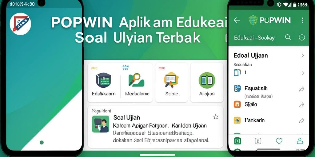 Antarmuka POPWIN yang menarik dan mudah digunakan untuk belajar soal ujian.